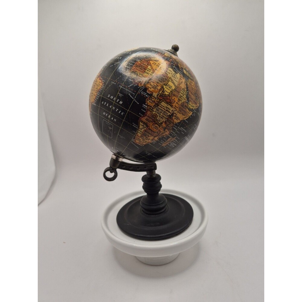 A Classic Vintage Desk Top Rotating Globe on Stand Black Ocean Design